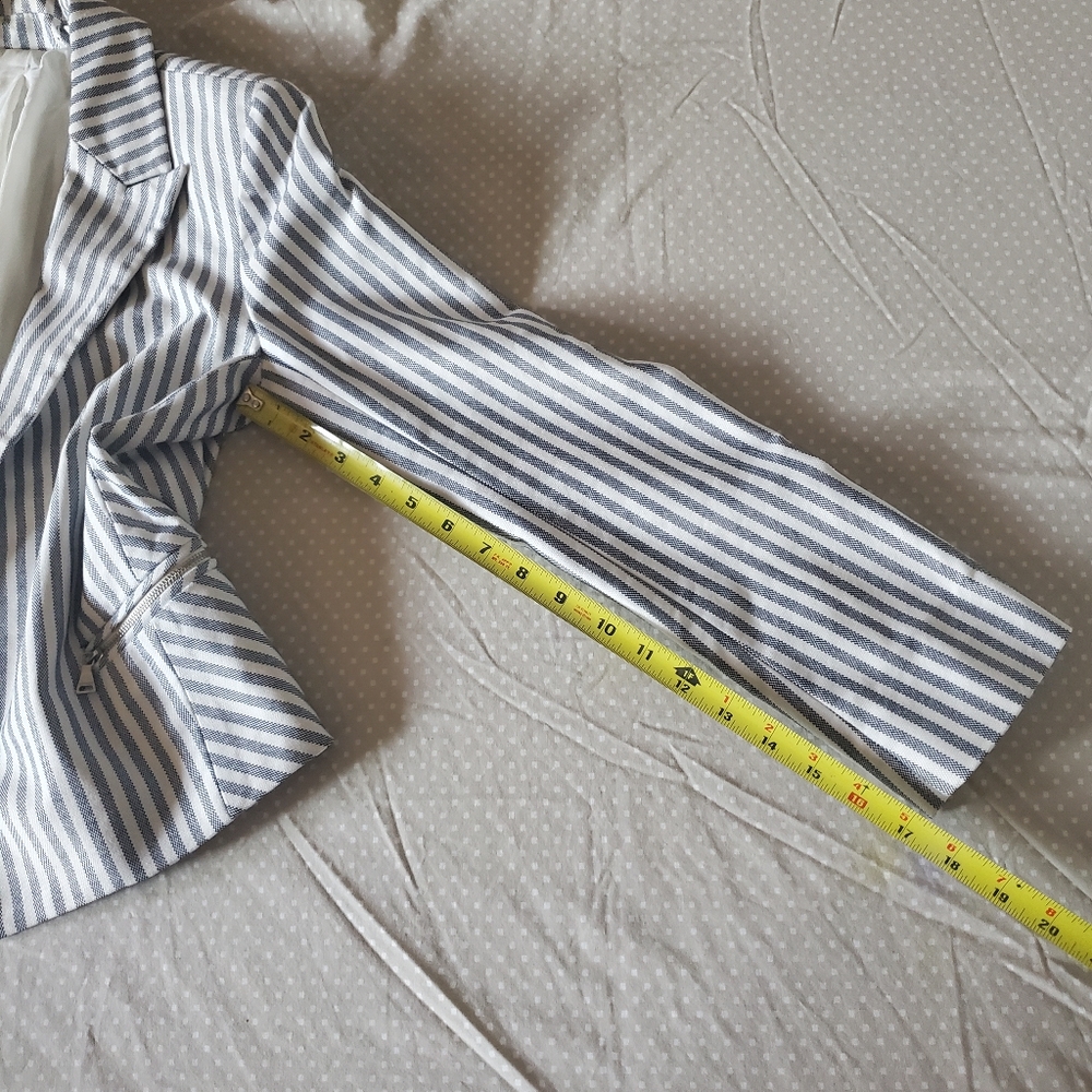 Express Blue & White Striped Zipper Blazer Size M Academia Preppy Corpcore - Picture 14 of 14